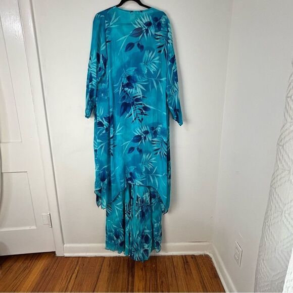 Magic of the Moon Maxi Dress & Kimono Elegant Blue Floral Resortwear Cruise - Picture 5 of 15